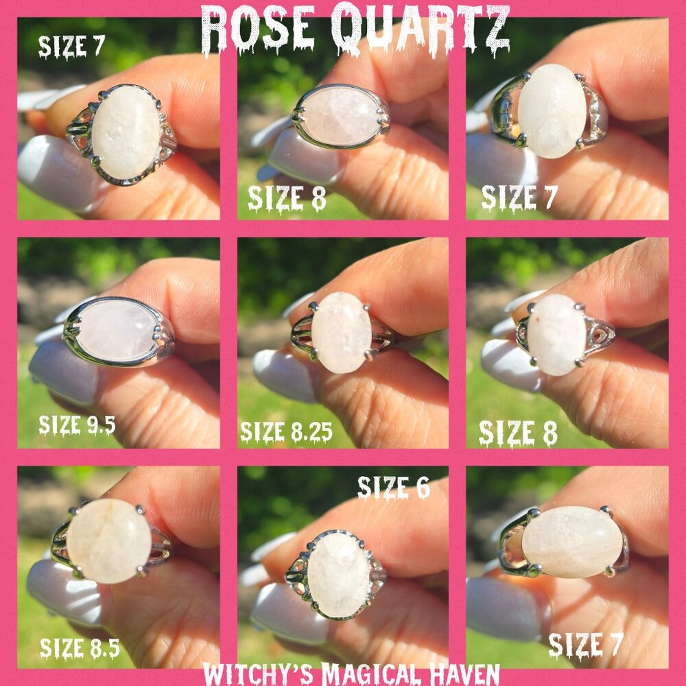 Rose Quartz Gemstone Rings, Various Sizes